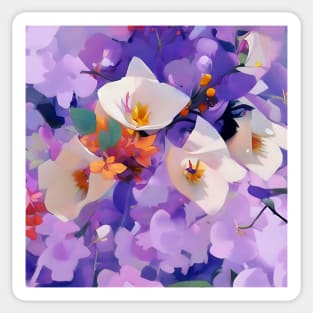 White Blossoms over Lilacs Sticker